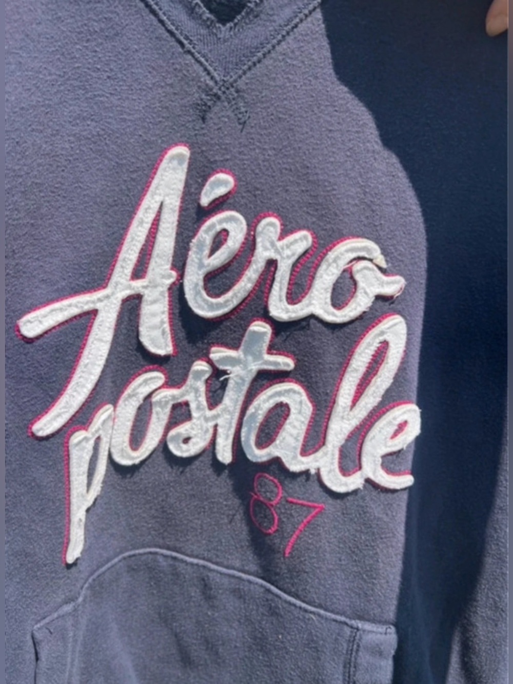Y2K Aeropostale 87 Hoodie Navy Blue Size Large - Picture 4 of 5